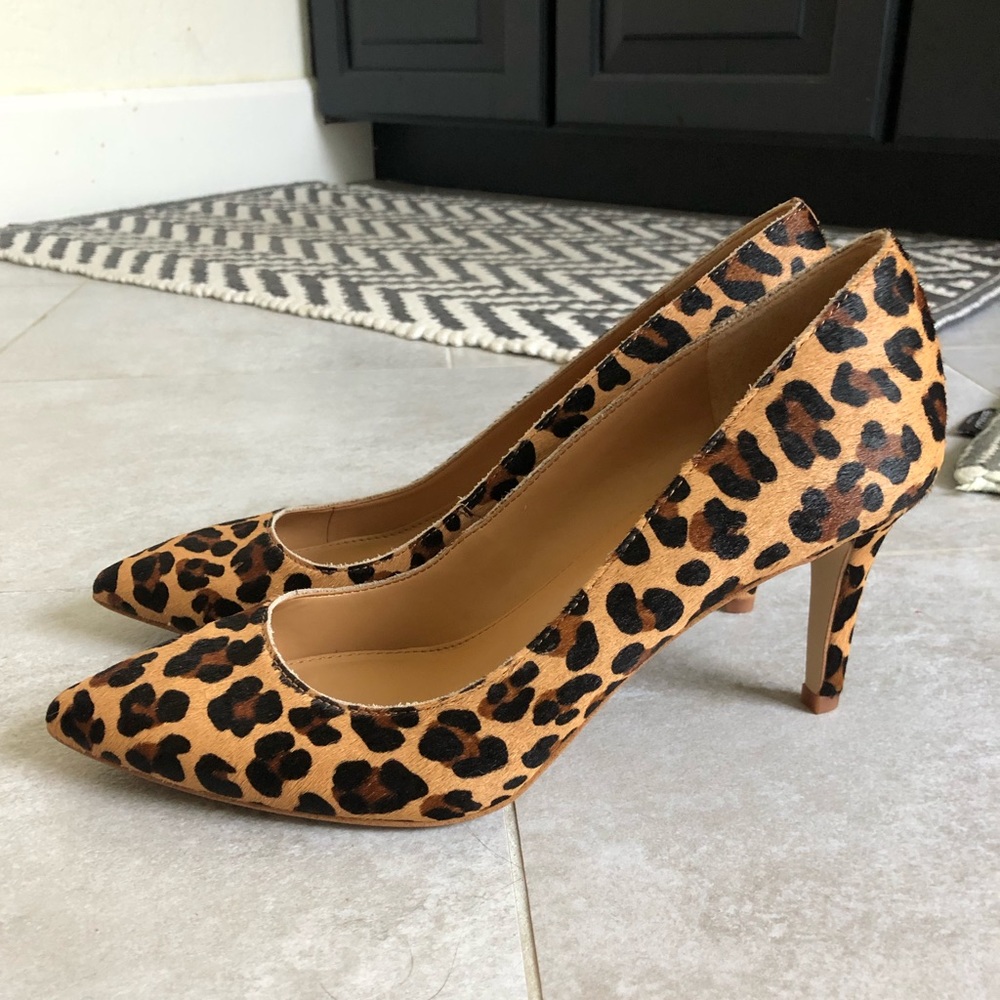 Jcrew factory leopard calf hair, 3” heel pump
